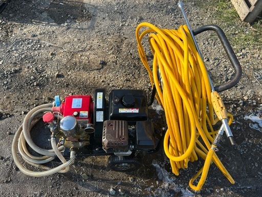 工進　エンジン式洗浄動噴　高圧洗浄機 洗車　最高圧力3.8MPa ガンホース、給水排水ホース付き 4馬力 DM-30 動力噴霧機 ガソリン  外壁　造園　田んぼ　消毒　除草　散水 高圧洗浄　動噴　潅水　防除 キャリー付き 簡易始動動画あり 宮崎