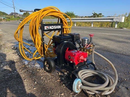 工進　エンジン式洗浄動噴　高圧洗浄機 洗車　最高圧力3.8MPa ガンホース、給水排水ホース付き 4馬力 DM-30 動力噴霧機 ガソリン  外壁　造園　田んぼ　消毒　除草　散水 高圧洗浄　動噴　潅水　防除 キャリー付き 簡易始動動画あり 宮崎