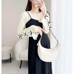 【mily bilet】袖リボンスラブシアージャガードプルオーバーの画像