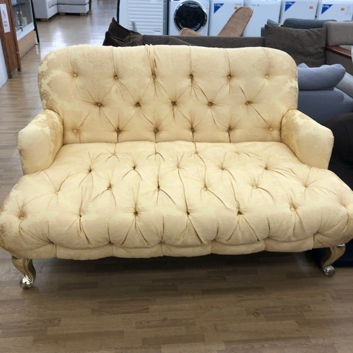 【ドリーム川西店御来店限定】☆ジモティー見たよ♪割引☆2Pソファ　ダムスク柄　クリーニング済み 【2125560000032873】