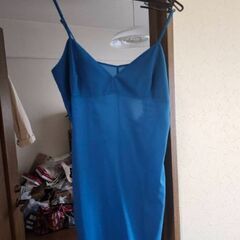 シアー素材 チュニックワンピース 民族柄 ブルー系の画像