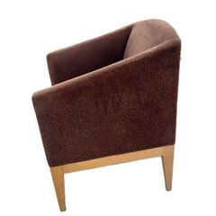 木製フレーム ラウンジチェア 幅69cm ファブリック  ブラウン系 アームチェア ソファタイプ 椅子 チェア  いす イス 苫小牧西店の画像