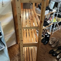 木製オープンシェルフ✨棚ラック4段汚れ•ベタつきあり💦おしゃれ🌷幅81.2cm奥行き30.3cm高さ120.5cmベージュの画像