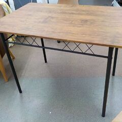 ダイニングセット アイアンフレーム 木目調天板 テーブル幅110㎝ チェア×2脚 食卓セット ブラウン インダストリアル　西岡店 の画像