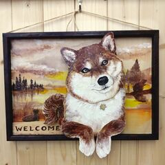 オーダーメイドの木製ウェルカムサイン（あなたのペットが登場！）の画像