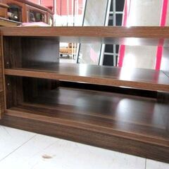 テレビ台 ローボード 幅120×奥行39.5×高さ30.5cm 引出し×2 キャスター付き 木目調 ブラウン系 リビングボード AVボード テレビボード TVボード TV台 収納家具 苫小牧西店の画像