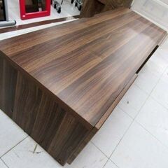 テレビ台 ローボード 幅120×奥行39.5×高さ30.5cm 引出し×2 キャスター付き 木目調 ブラウン系 リビングボード AVボード テレビボード TVボード TV台 収納家具 苫小牧西店の画像