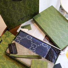 GUCCI グッチ ダブルフェイス マフラー スカーフの画像