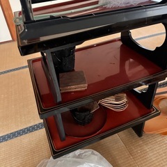 旅館　和風　テーブル　御座　6点ずつ　漆塗りの画像