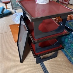 旅館　和風　テーブル　御座　6点ずつ　漆塗りの画像