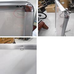 店舗什器 パネルスタンドとポスターグリップセット 傾斜タイプ シルバー パネルフレーム 苫小牧西店の画像