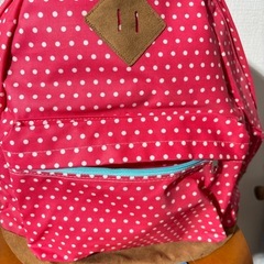 ドット柄 リュックサック ピンク かわいい 大きめ 撥水 カジュアル 未使用　韓国ファッションの画像