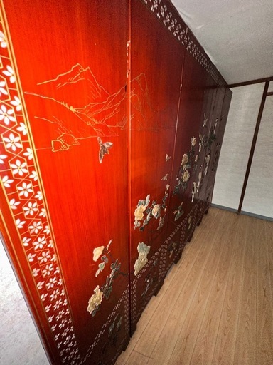 (決まりました)　【希少】螺鈿衝立　背景　仕切り　伝統