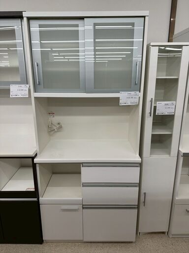 ★リユースのサカイ高崎店★TJ13253 (株)松田家具 レンジボード 白 H198×D48.5×W88.5 クリーニング済み