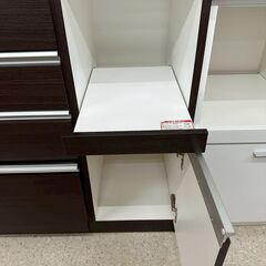 ★リユースのサカイ高崎店★TJ13254  レンジボード 茶白 H200.5×D50.5×W89.5 クリーニング済みの画像