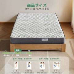 【お問い合わせはこちら】未使用 竹繊維マットレス ダブル メモリーフォーム 5ゾーンサポート 通気性と快適な寝心地　の画像