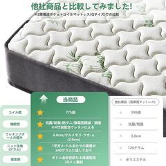 【お問い合わせはこちら】未使用 竹繊維マットレス ダブル メモリーフォーム 5ゾーンサポート 通気性と快適な寝心地　の画像