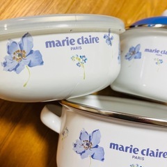 マリークレールmarie claire鍋　保存容器3点【新品】の画像