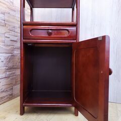 Karimoku カリモク キャビネット 電話台 飾り台 飾り棚 花台 サイドチェスト 木製 引出し 1枚扉◆幅35cm×奥行31cm×高さ82cm◆買取帝国 朝霞店の画像
