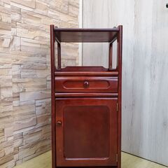 Karimoku カリモク キャビネット 電話台 飾り台 飾り棚 花台 サイドチェスト 木製 引出し 1枚扉◆幅35cm×奥行31cm×高さ82cm◆買取帝国 朝霞店の画像