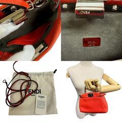フェンディ FENDI ハンドバッグ マイクロピーカブー 2WAYショルダー レッドの画像