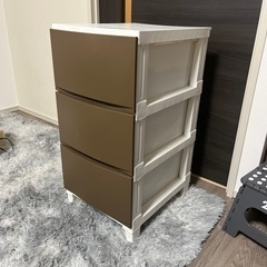 スリム3段チェスト衣装ケースクローゼットブラウンの画像