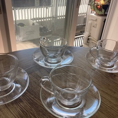 耐熱カップ&ソーサー4客セット　フランス製の画像