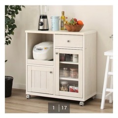 ニトリ　食器棚　カウンターワゴンレンジ台　リズバレーの画像