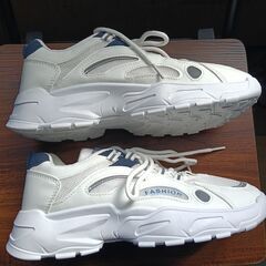 新品 25cm メンズ スニーカー ホワイト 厚底 男女兼用 シューズ 識別番号:【N536-S】の画像