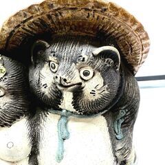 信楽焼 置物 狸 タヌキ 夫婦 縁起物 インテリア オブジェの画像