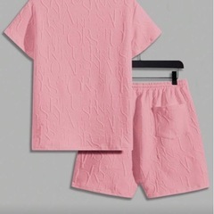 ◼️取引中　
古着🉐Manfinity RebelGame メンズファッション カジュアルTシャツショートパンツセット 編み上げの画像