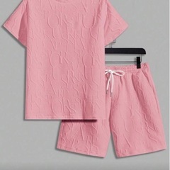 ◼️取引中　
古着🉐Manfinity RebelGame メンズファッション カジュアルTシャツショートパンツセット 編み上げの画像