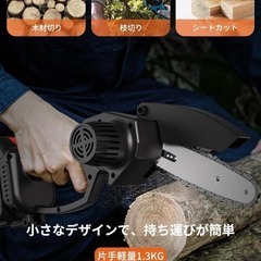 チェーンソー⭐️充電式 電動ノコギリ 電動チェーンソー 替刃 バッテリー2個付きの画像