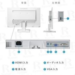  I-O DATA 広視野角ADSパネル採用 21.5型ワイド液晶ディスプレイ ホワイト LCD-MF224EDWの画像