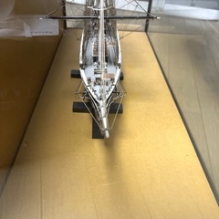 船の模型　大型船　手作り模型　特注ガラスケース付きの画像