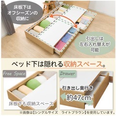 ニトリ セミダブル 棚・サイド収納付きベッドフレーム（現定価約6万） の画像