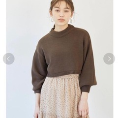 earth ニット　ミントグリーン　ショート丈　バックリボン　ハイネック　ベストの画像