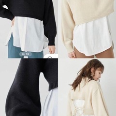 earth ニット　ミントグリーン　ショート丈　バックリボン　ハイネック　ベストの画像