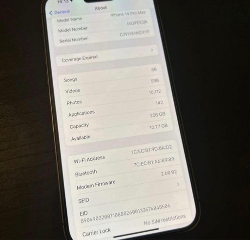 携帯電話/スマホ Apple iPhone 14 Pro Max 256GB