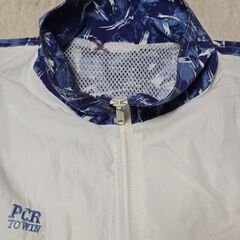 PCR TOWIN ナイロンジャケット 水色×白色 トップス 古着 ヴィンテージの画像
