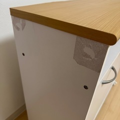 （訳あり）不二貿易　ミニキッチンカウンター　ホワイト×ナチュラルの画像