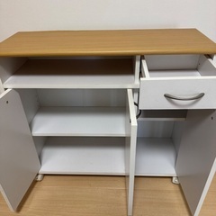 （訳あり）不二貿易　ミニキッチンカウンター　ホワイト×ナチュラルの画像