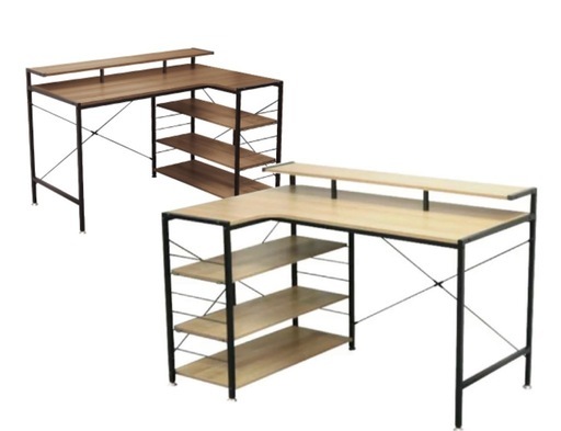 【美品】棚付きL字デスク（チェア込み）