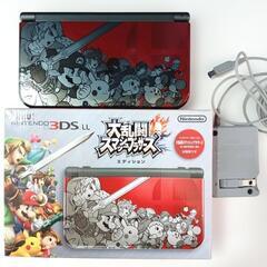 【中古 美品】New 3DS LL スマブラエディション 箱充電器ソフト11本付 の画像