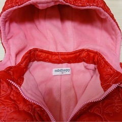 meltherapy フード付き ジャンプスーツ 赤ピンク 90cmの画像