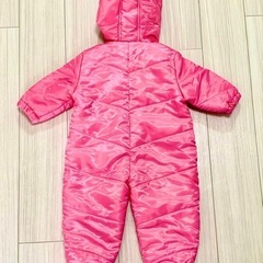 ピンク フード付きジャンプスーツ　80cmの画像