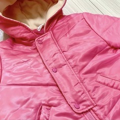 ピンク フード付きジャンプスーツ　80cmの画像