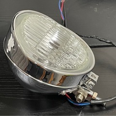 カスタム用モーターサイクル5.7 "12vクロームレトロヘッドライトクリアレンズの画像