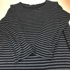 ストライプ 長袖Tシャツ 黒とグレー　LLサイズの画像