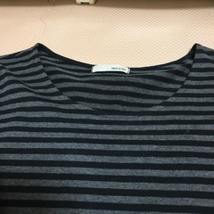 ストライプ 長袖Tシャツ 黒とグレー　LLサイズの画像